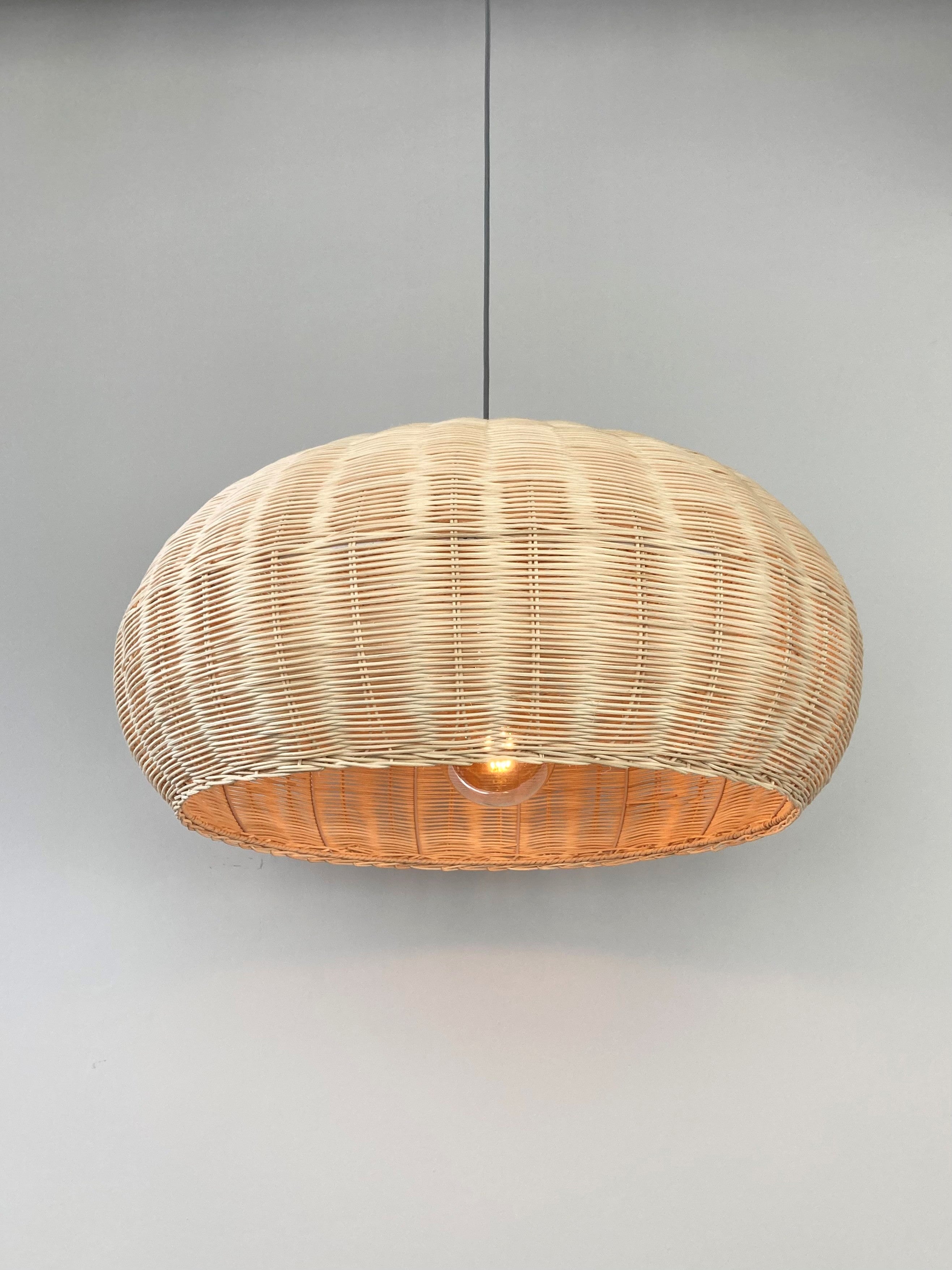 Woven Bamboo Rounded Drum Pendant Light