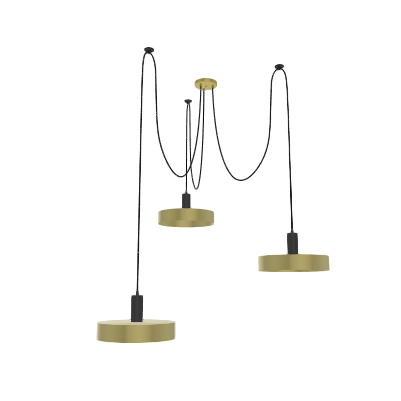 Brass Drum Shade Swag Chandelier. Customizable.