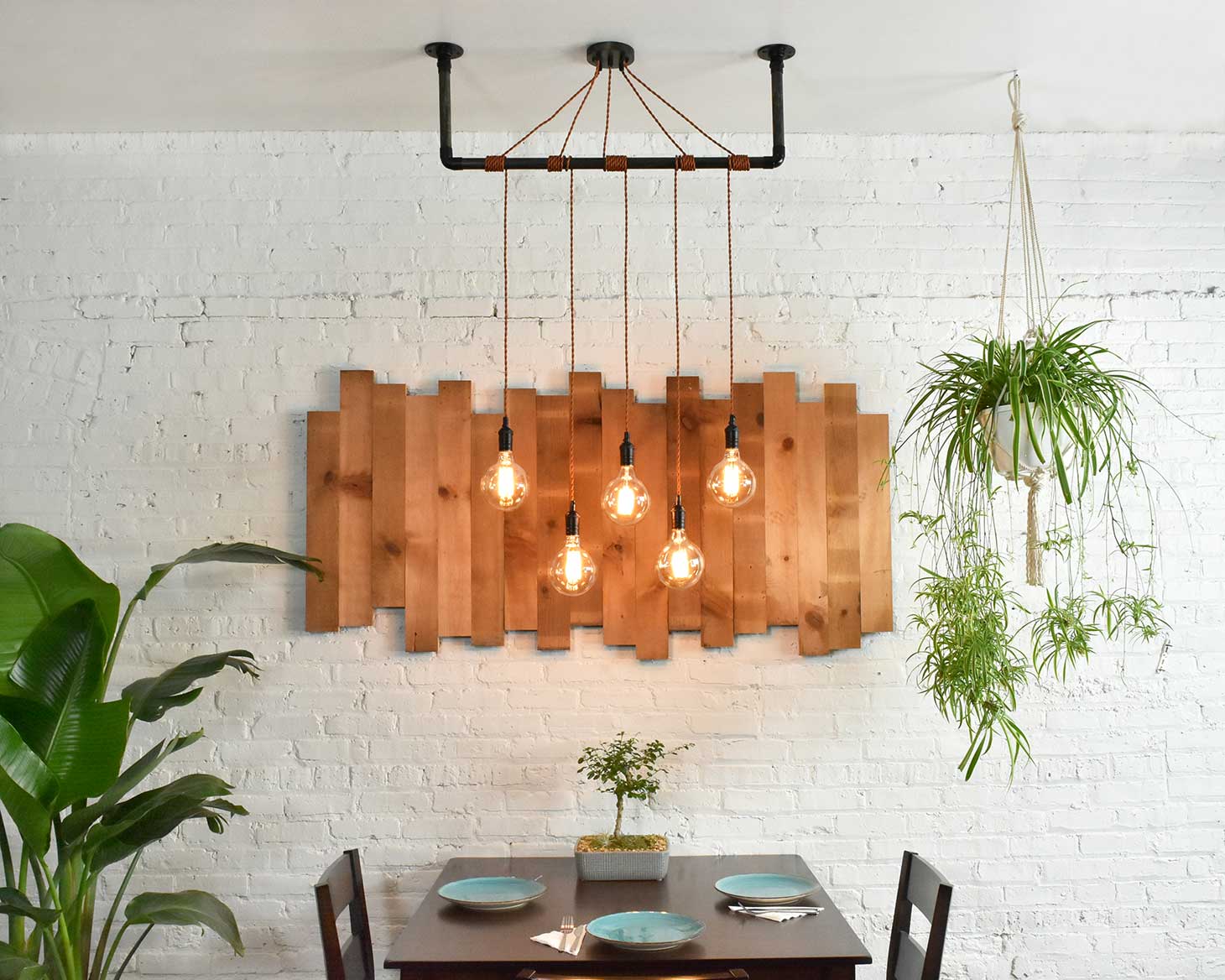 Wrap Pendant Light with Pipe over dining room table