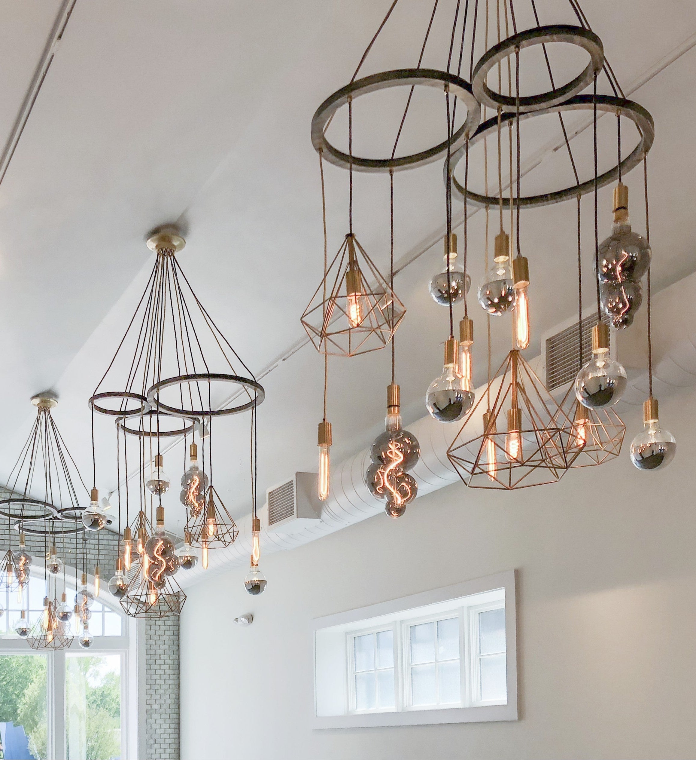 Custom Geometric Triple Ring Chandelier