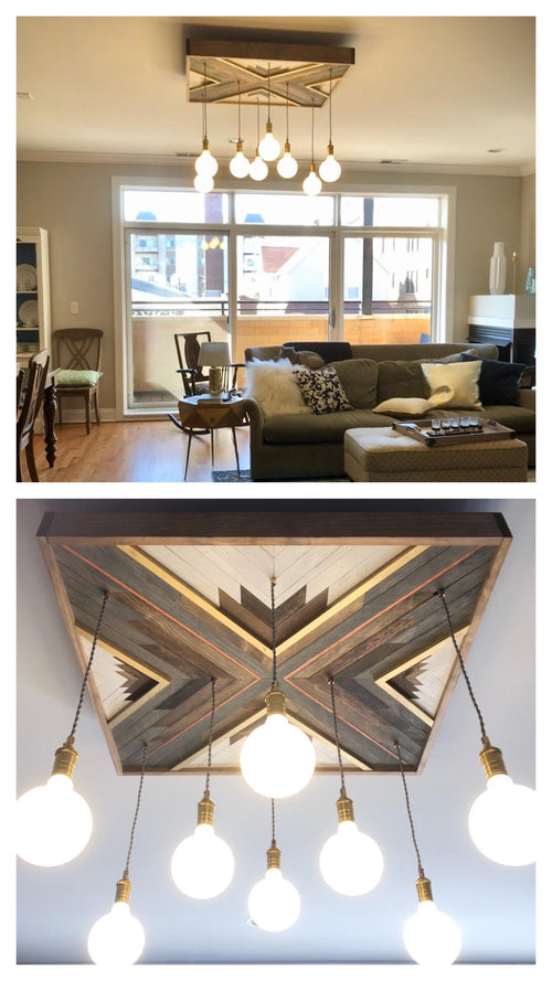 Geometric Wood Chandelier  light fixture