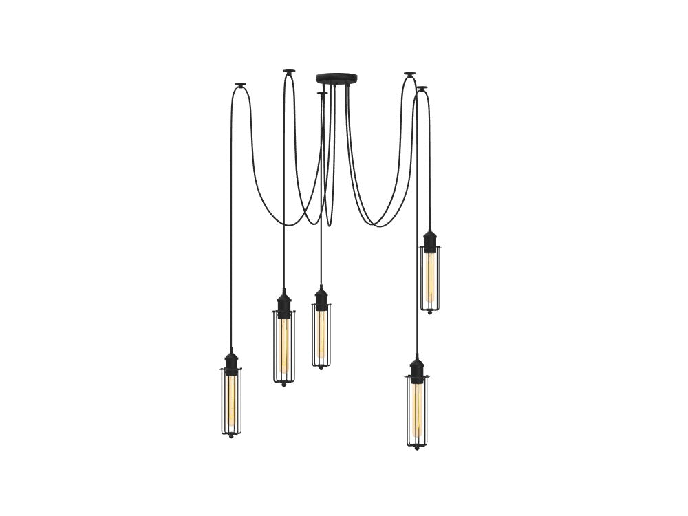 Industrial Tube Cage Multi-Light Pendant Chandelier