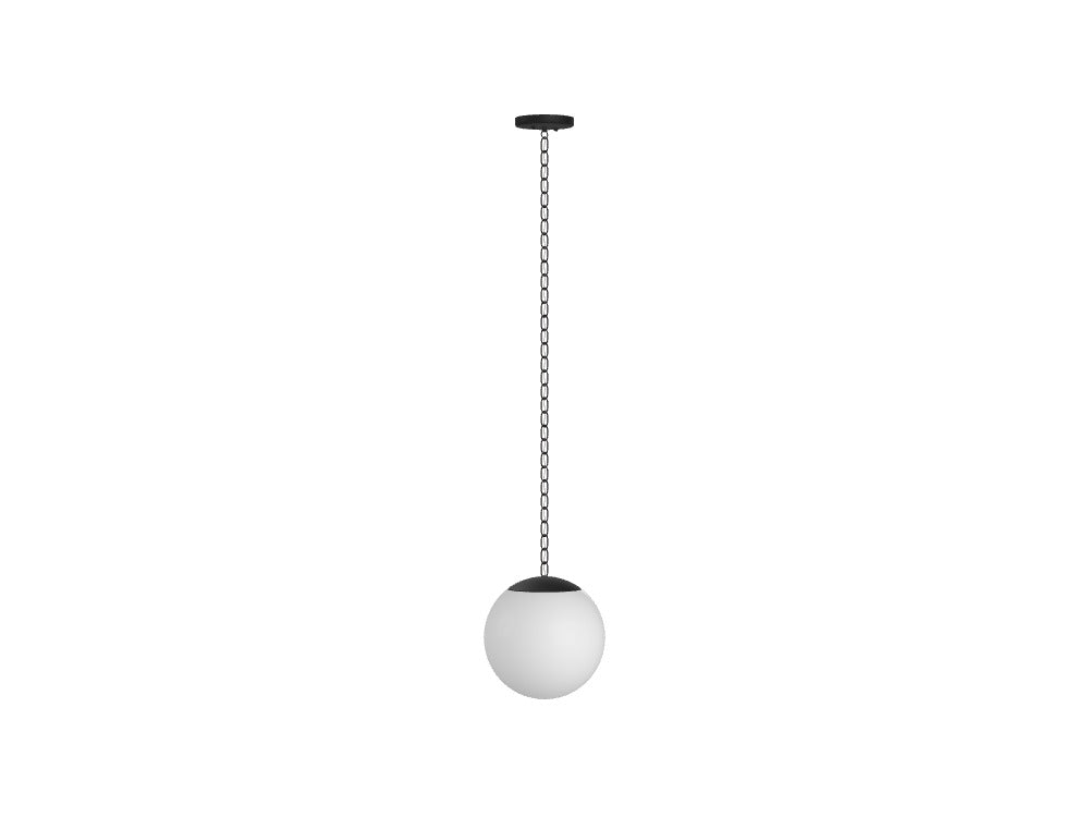 12" White Neckless Globe Pendant - Black Chain