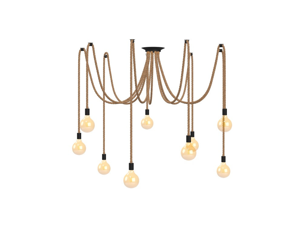 9 Pendant Rope Swag - Amber 5" Globes