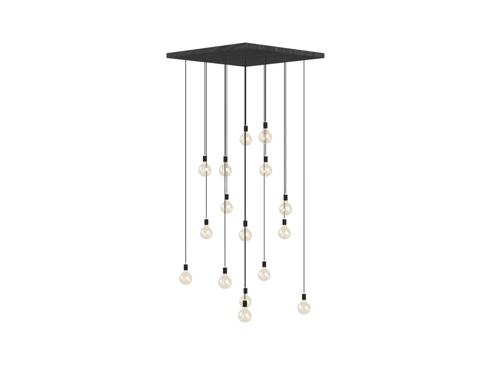 48" Square Cascading Chandelier: 5" Clear Globes