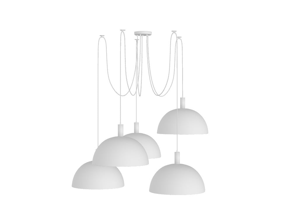 Large White Dome Pendant Chandelier 5-Light