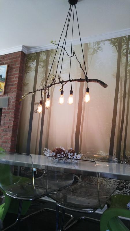 Rustic Dining Pendant Wrapped Stick  light fixture