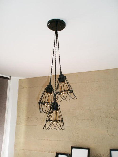 Industrial 3 Cluster with Cages  light fixture