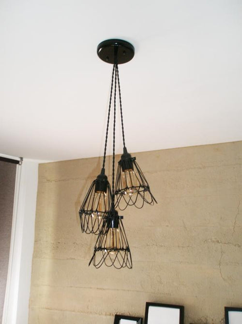 Industrial 3 Cluster with Cages light fixture