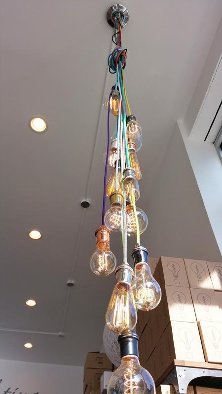 Rainbow Colored and Staggered 14 Cluster  light fixture