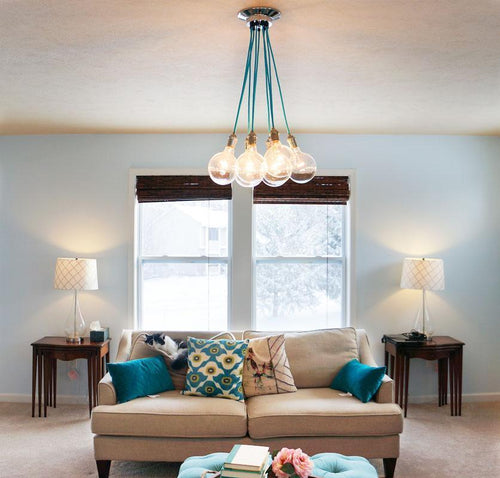 Cluster Chandelier in a Living Room  light fixture