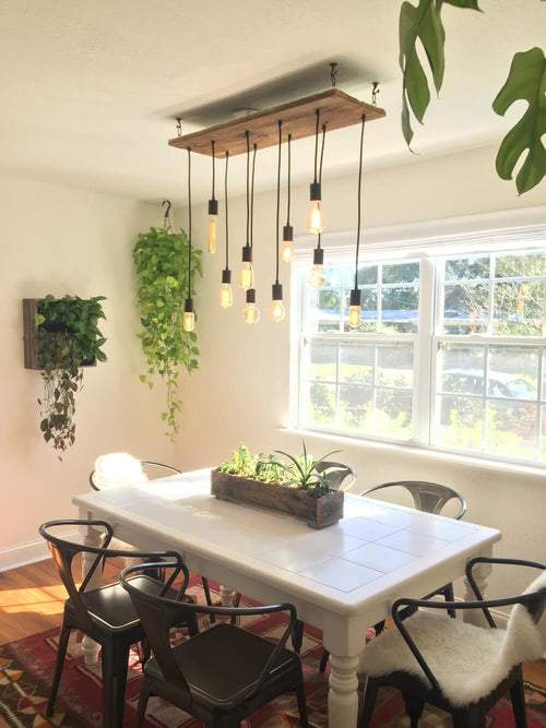 Reclaimed Wood Dining Chandelier  light fixture