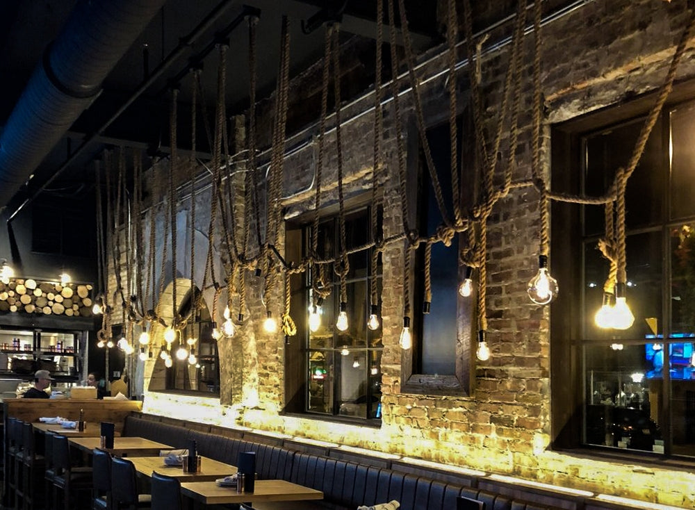 Rustic Rope Pendant Lights Bar Restaurant
