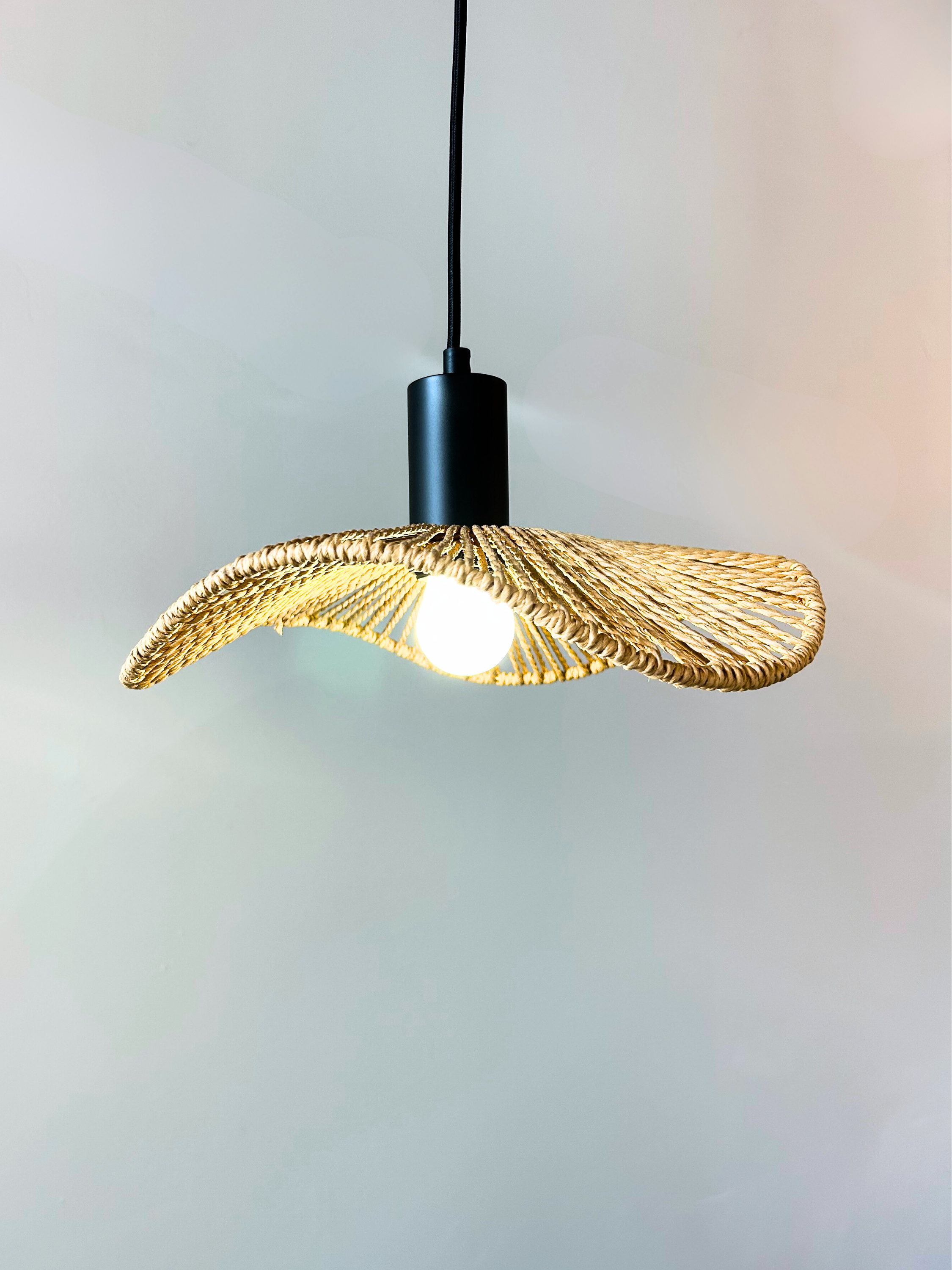 Woven Jute Wavy 12" Disc Pendant