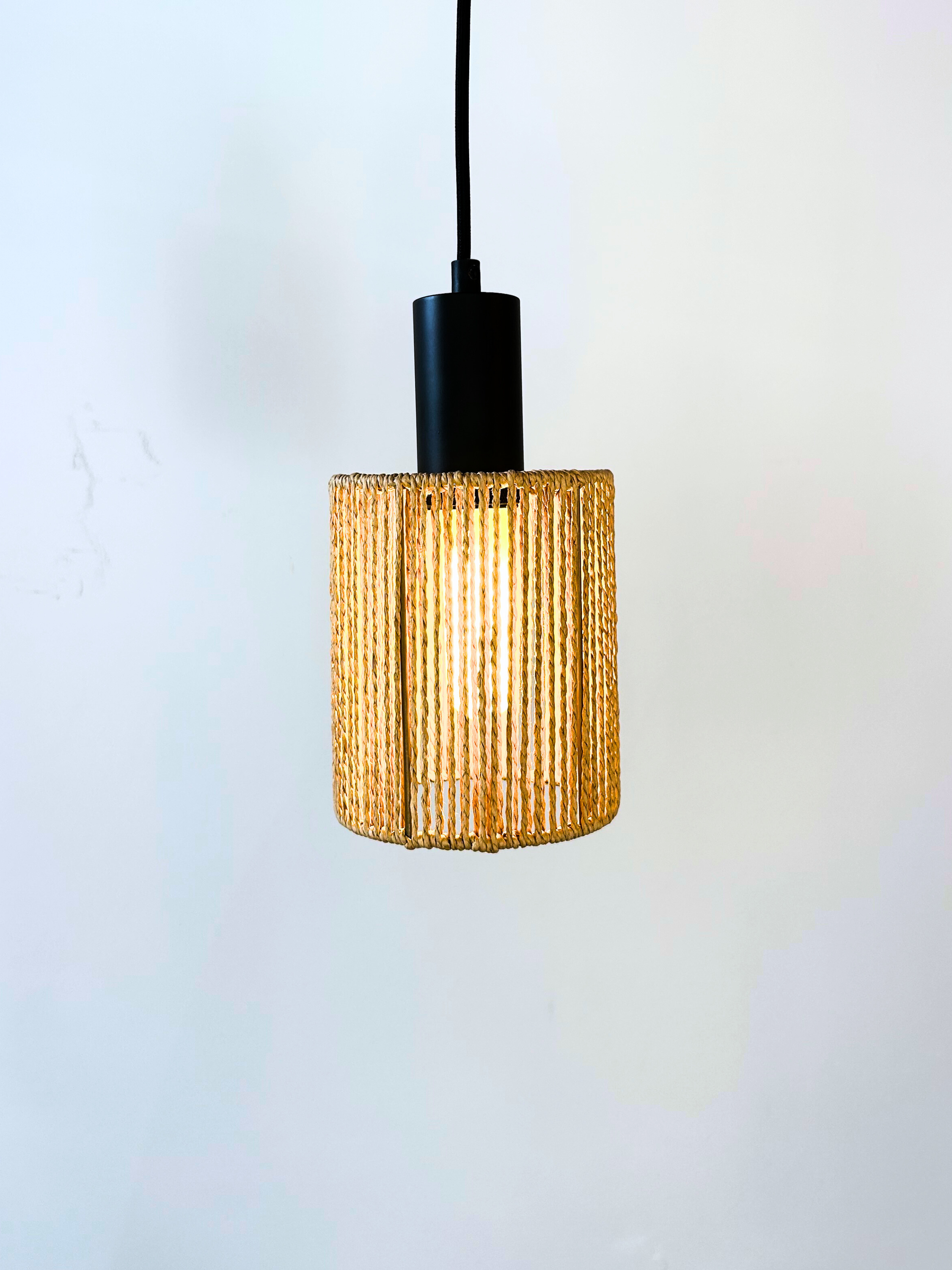 Woven Jute Cylinder Pendant
