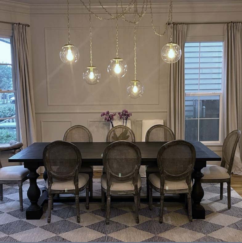 brass chain pendant chandelier elegant modern glass globes