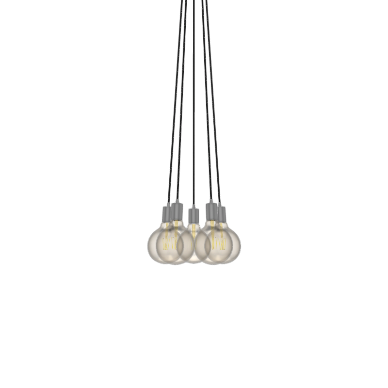 Cluster Chandelier - Even: 5 Pendant Nickel and Black