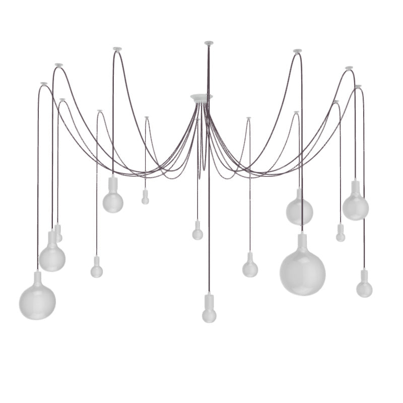 Large Elegant Mauve and White Chandelier with White Globe Light Bulbs