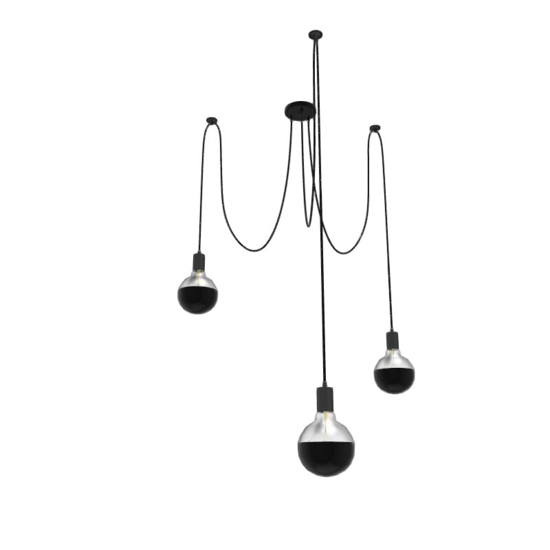 3 Pendant Black Swag Chandelier with Black Light Bulbs