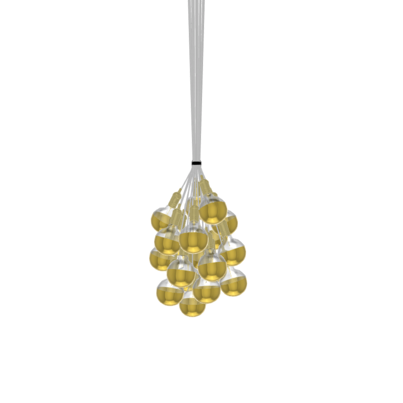Cluster Chandelier - Grape: White with Brass Dipped Bulbs