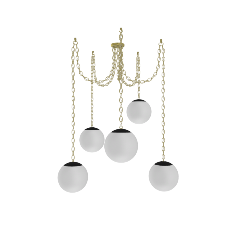 Swag Chandelier: Brass Chain with Neckless Globe Shades