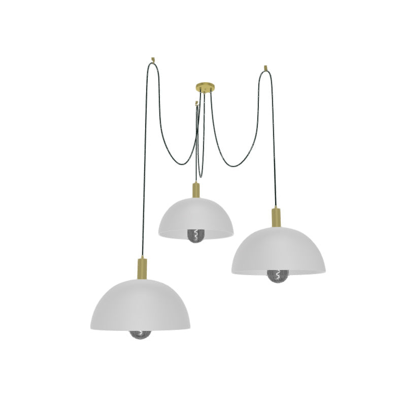 Oversized White Dome Shade Swag Chandelier with Oversized Smoke Light Bulb