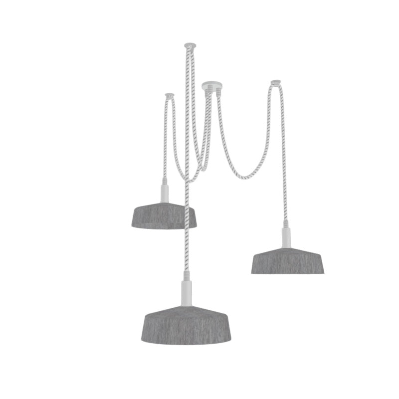 modern white rope pendant light swag chandelier with felt dome shades