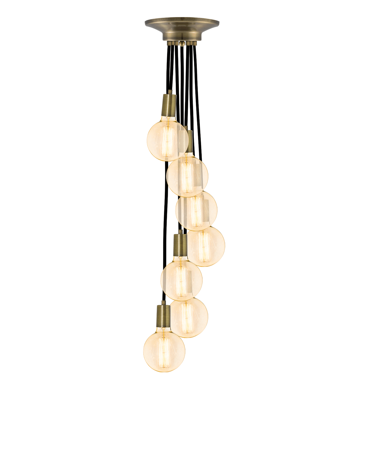 Cluster Chandelier - Staggered: Black and Antique Brass