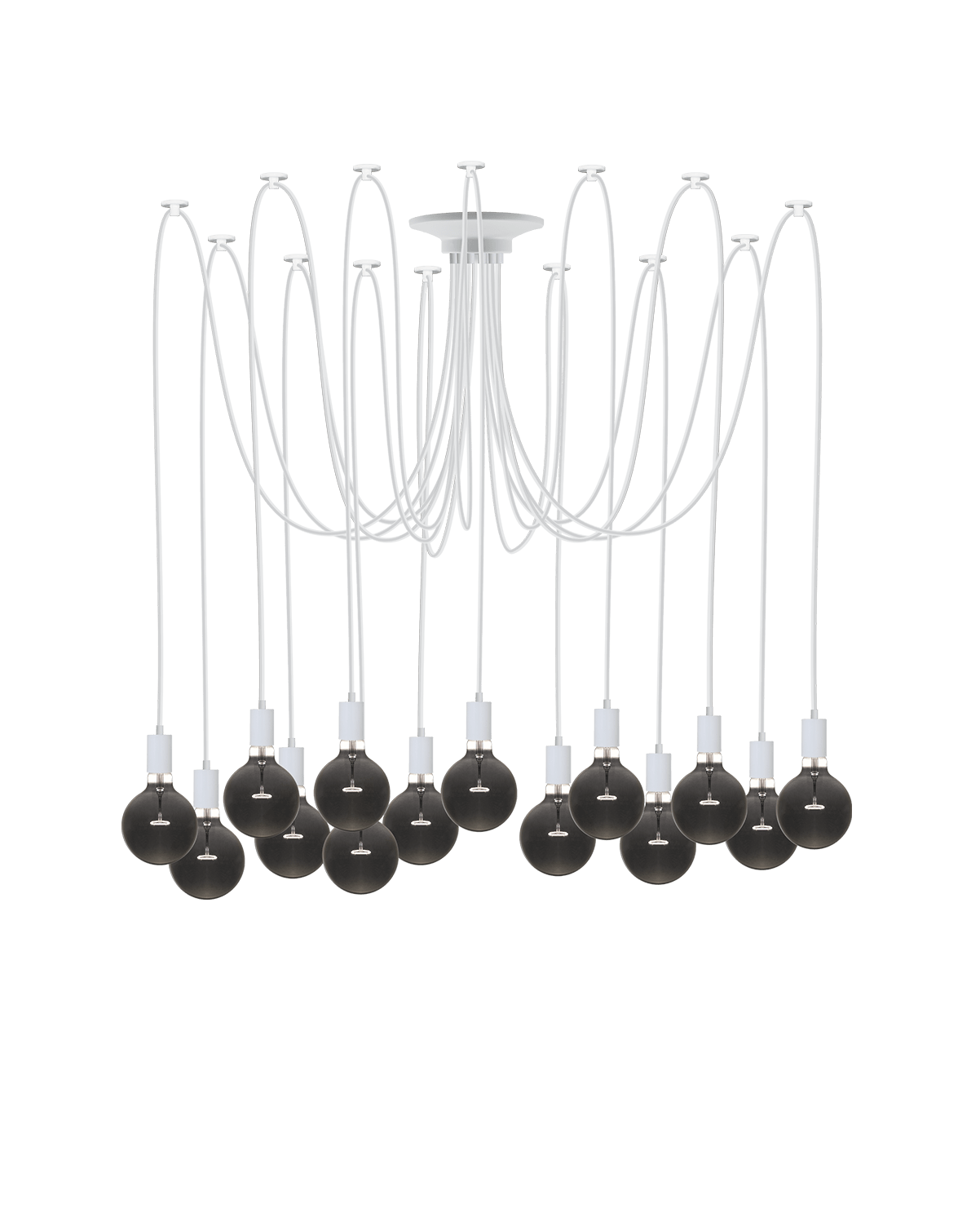 Large Modern White and Black Swag chandelier with Smoke Bulbs