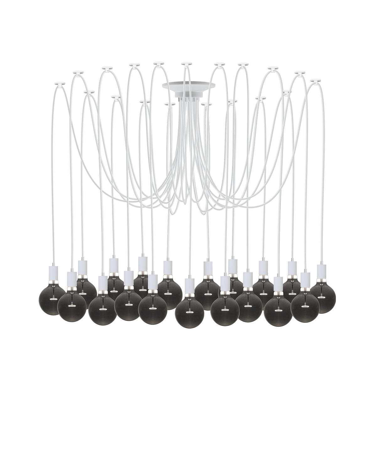 Oversized White and Black Swag Chandelier with Black Bulbs