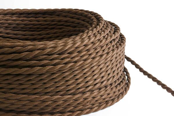 Brown Twisted Fabric Cord by the Foot Hangout Lighting