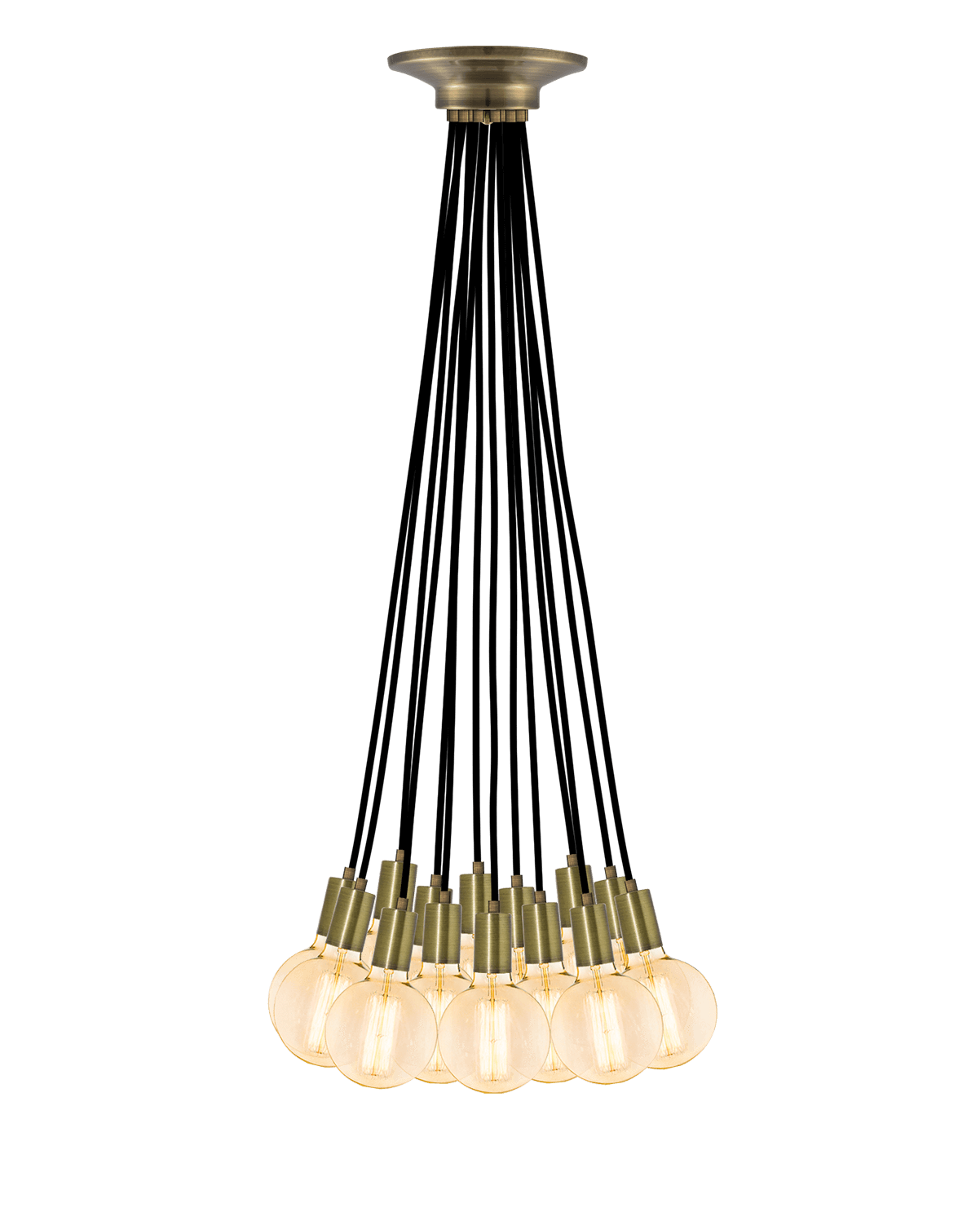 Cluster Chandelier - Even: Black and Antique Brass Hangout Lighting 14 Even