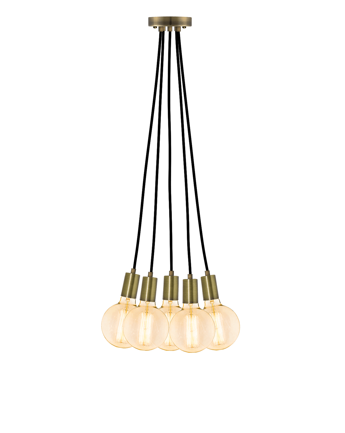 Cluster Chandelier - Even: Black and Antique Brass Hangout Lighting 5 Even