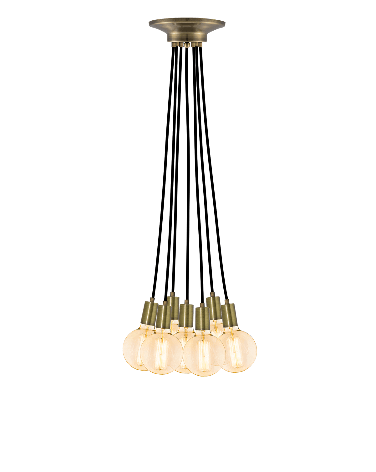 Cluster Chandelier - Even: Black and Antique Brass Hangout Lighting 7 Even