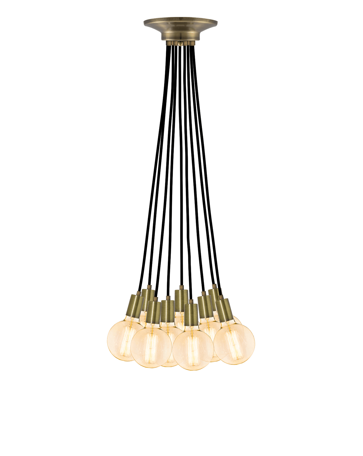 Cluster Chandelier - Even: Black and Antique Brass Hangout Lighting 9 Even