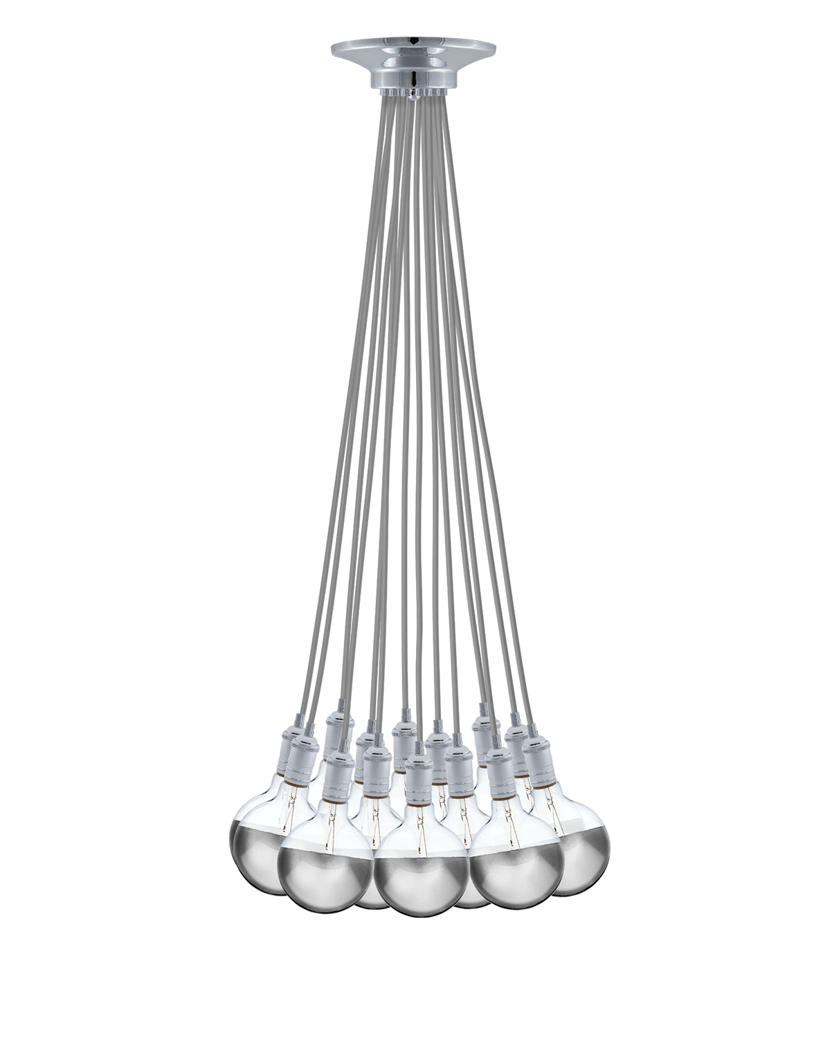 Cluster Chandelier - Even: Grey and Chrome Hangout Lighting 14 Even