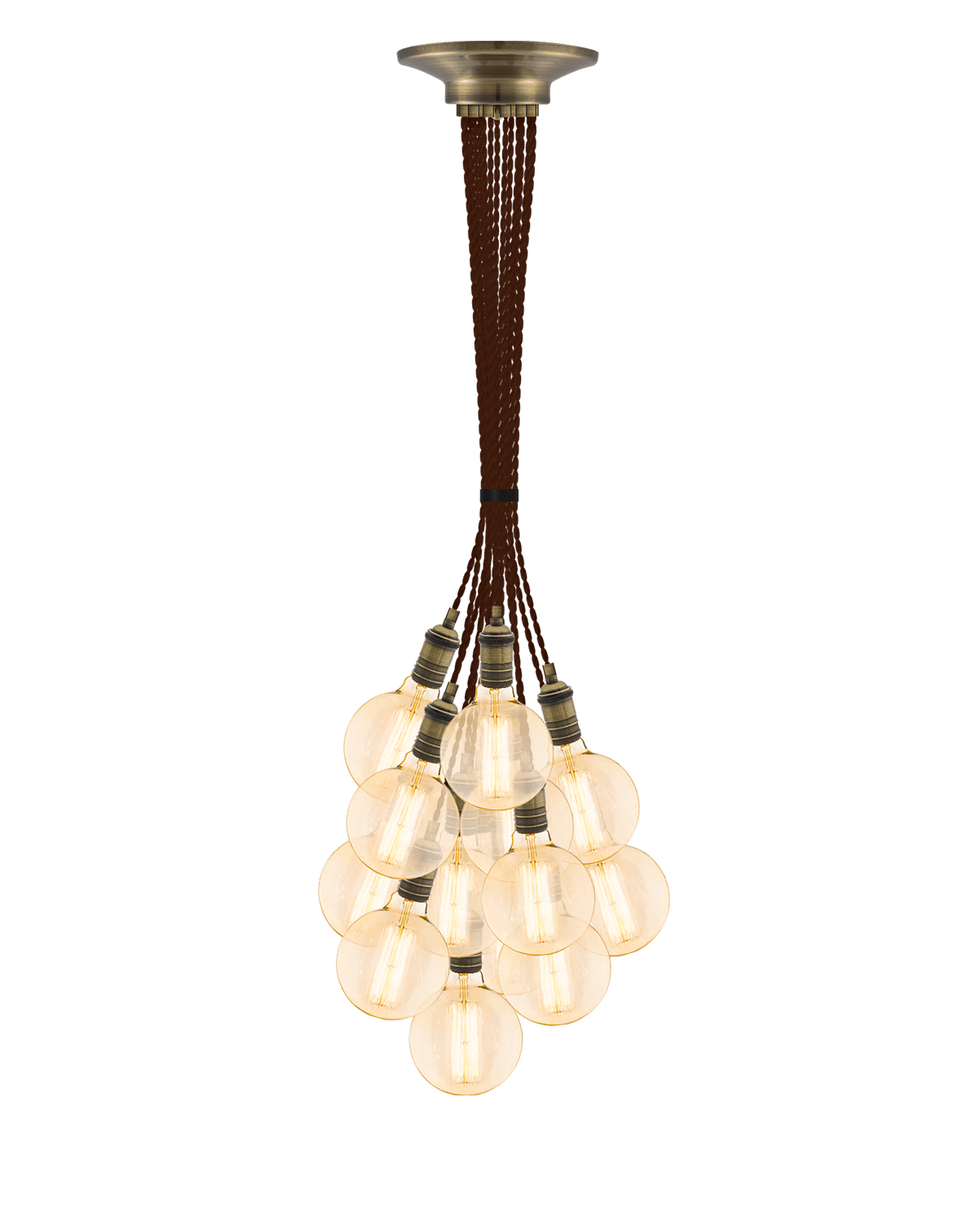 Cluster Chandelier - Grape: Brown and Antique Brass Hangout Lighting 14 Grape