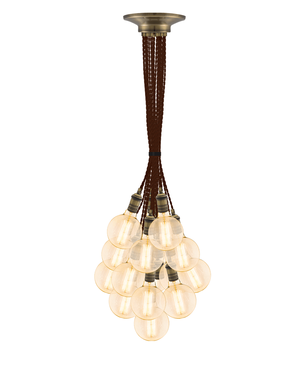 Cluster Chandelier - Grape: Brown and Antique Brass Hangout Lighting 19 Grape