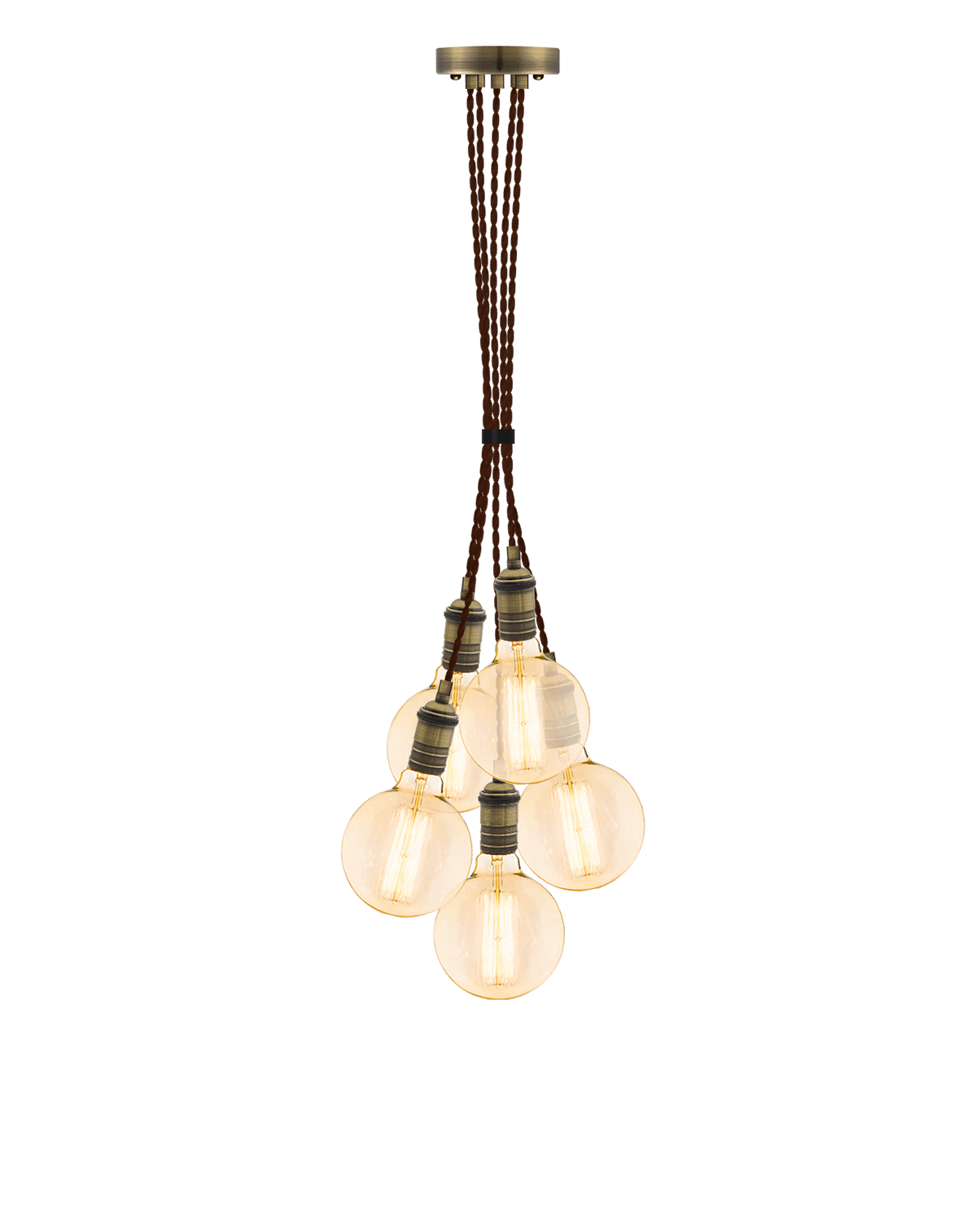 Cluster Chandelier - Grape: Brown and Antique Brass Hangout Lighting 5 Grape