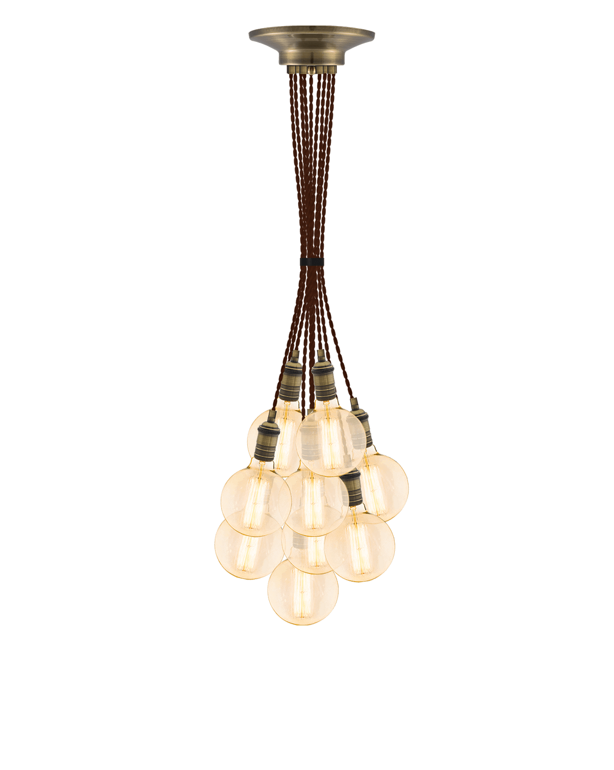Cluster Chandelier - Grape: Brown and Antique Brass Hangout Lighting 9 Grape