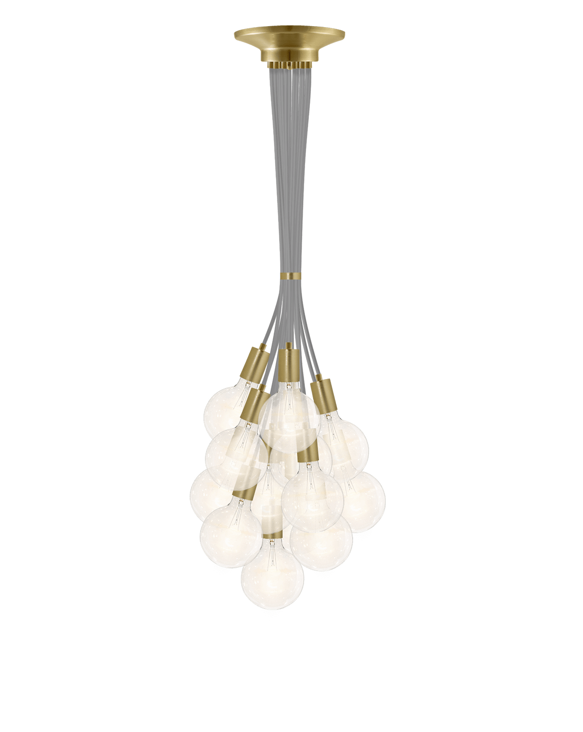 Cluster Chandelier - Grape: Grey and Brass Hangout Lighting 14 Grape