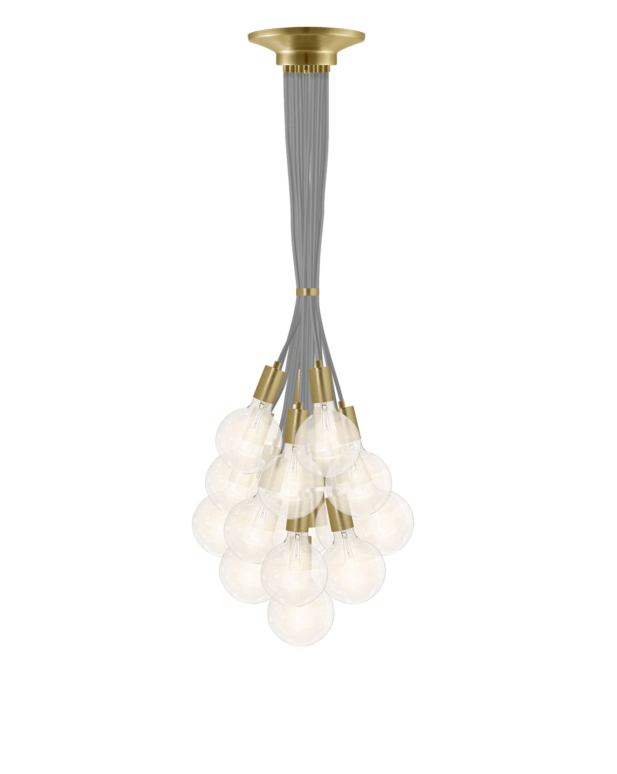 Cluster Chandelier - Grape: Grey and Brass Hangout Lighting 19 Grape