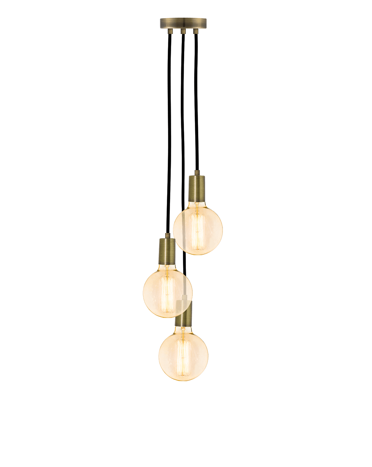 Cluster Chandelier - Staggered: Black and Antique Brass Hangout Lighting 3 Staggered