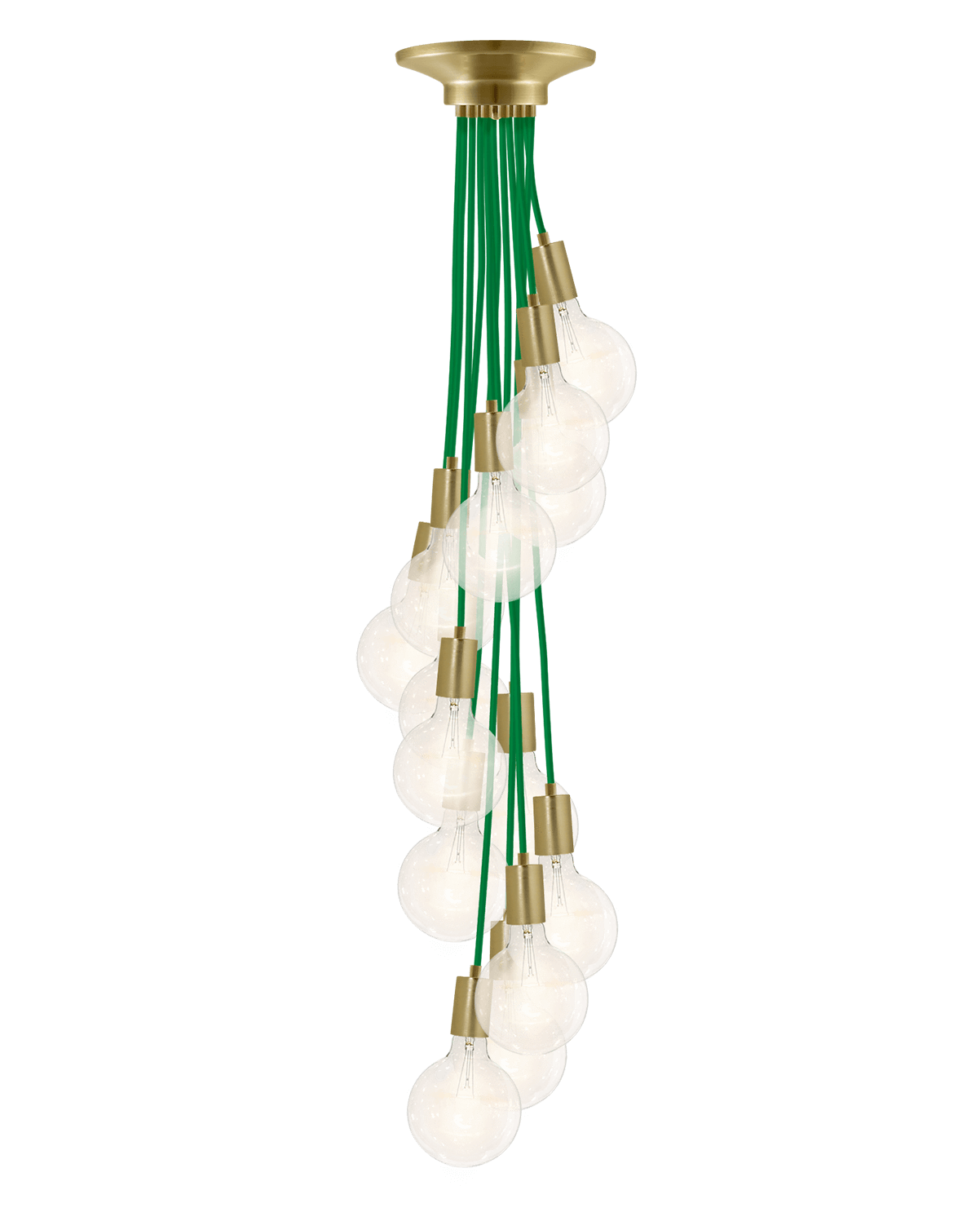 Cluster Chandelier - Staggered: Green and Brass Hangout Lighting 14 Staggered