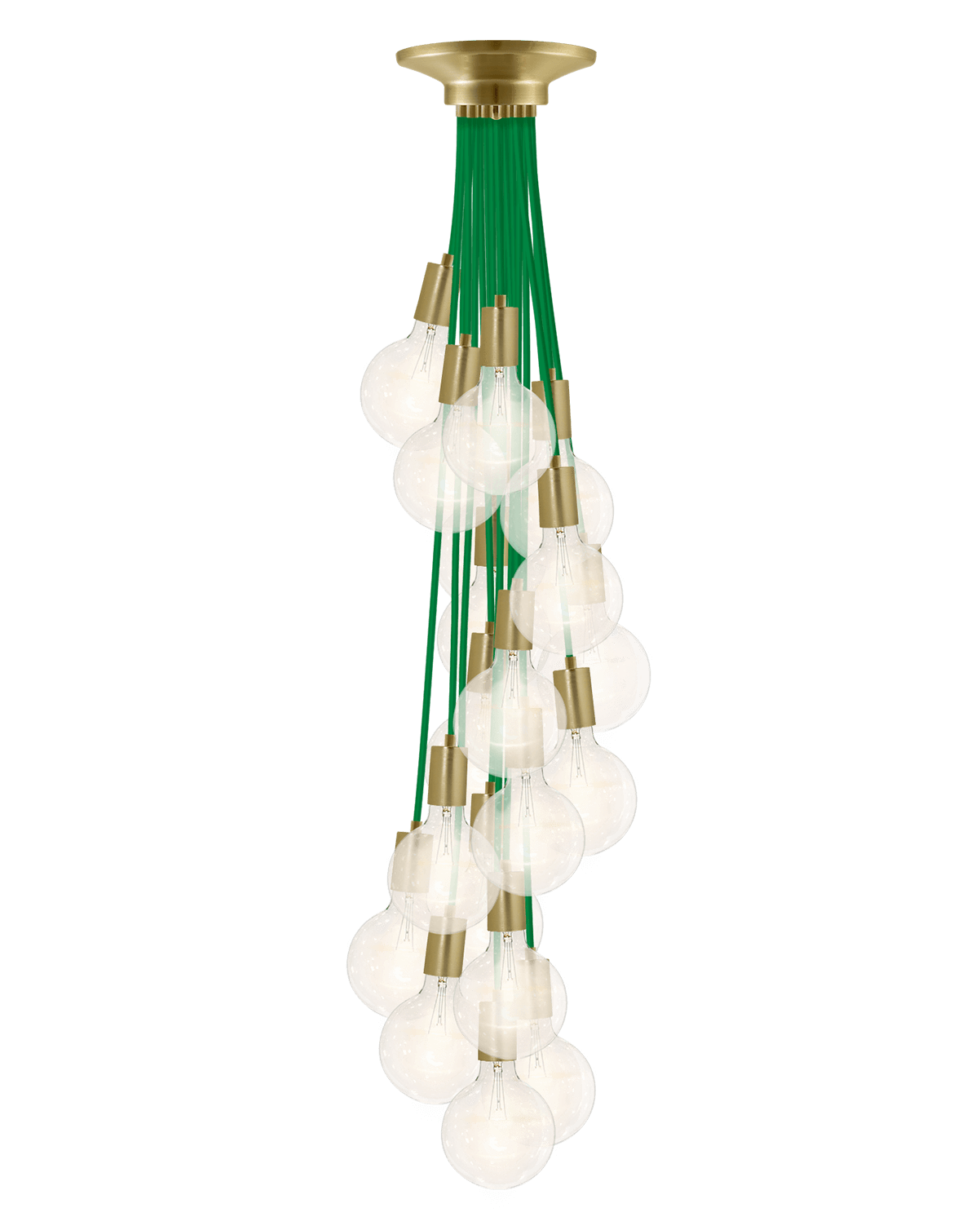 Cluster Chandelier - Staggered: Green and Brass Hangout Lighting 19 Staggered
