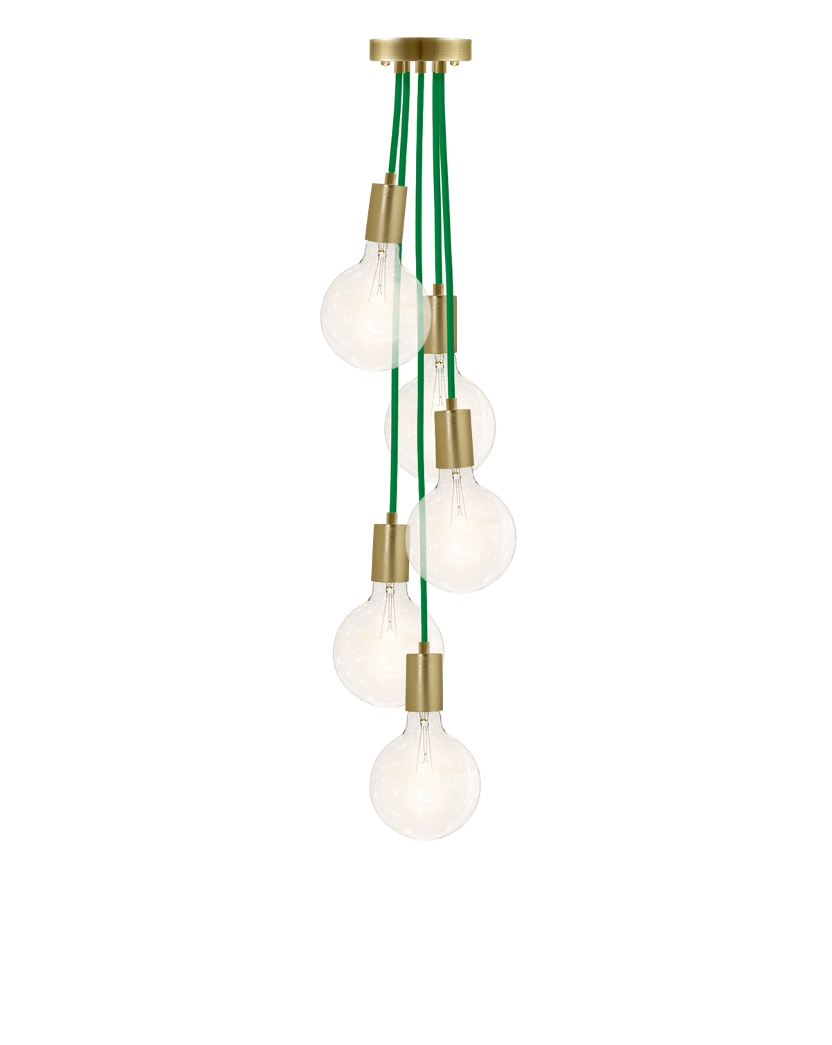 Cluster Chandelier - Staggered: Green and Brass Hangout Lighting 5 Staggered