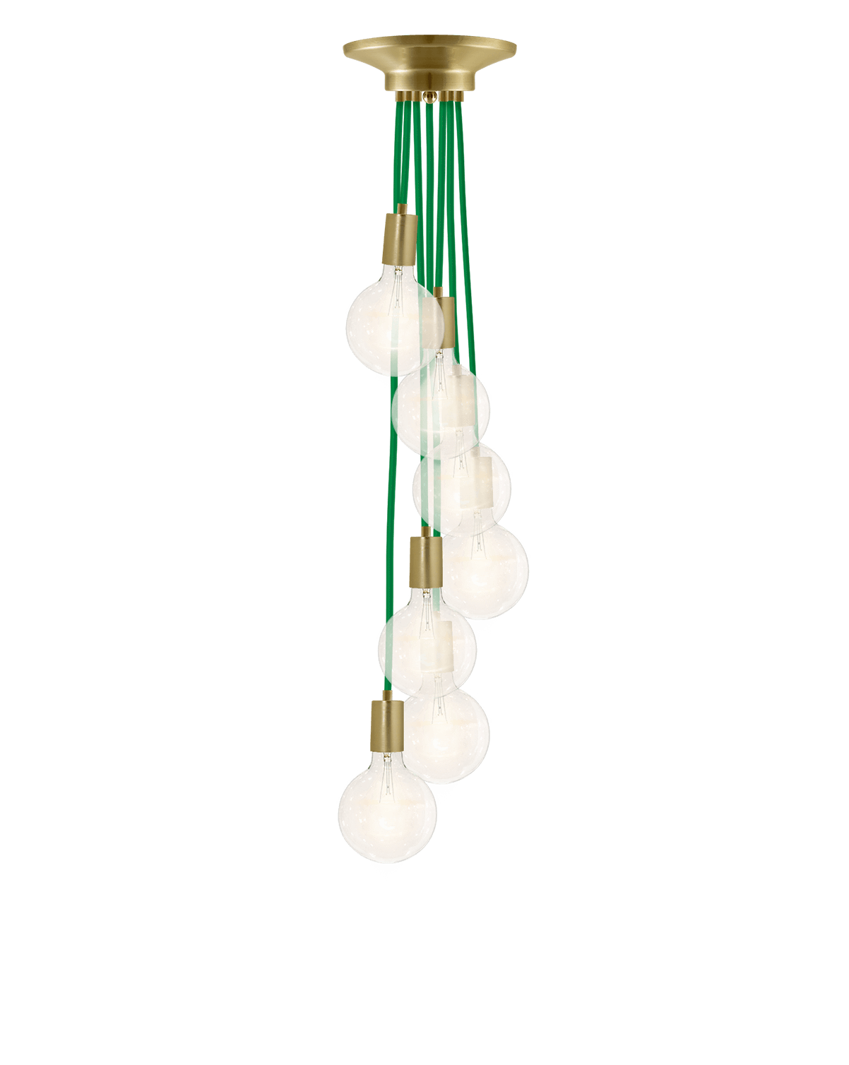 Cluster Chandelier - Staggered: Green and Brass Hangout Lighting 7 Staggered