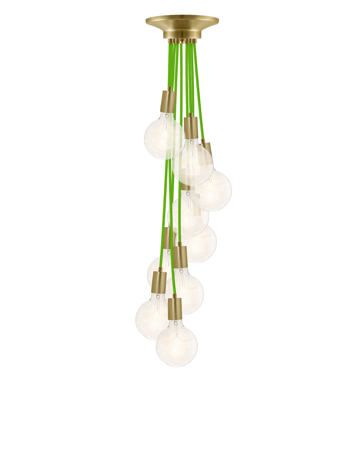 Cluster Chandelier - Staggered: Green and Brass Hangout Lighting 9 Staggered