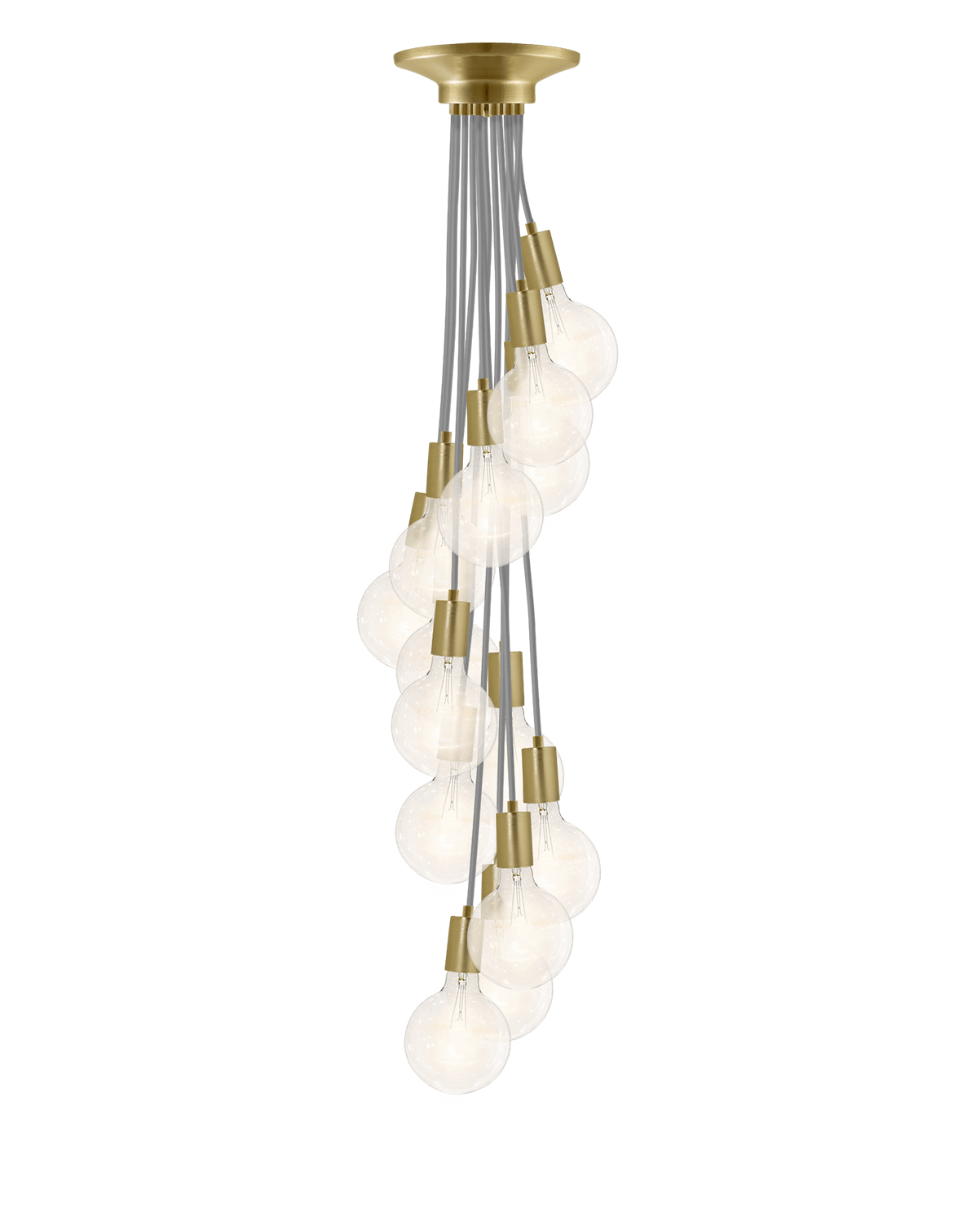 Cluster Chandelier - Staggered: Grey and Brass Hangout Lighting 14 Staggered