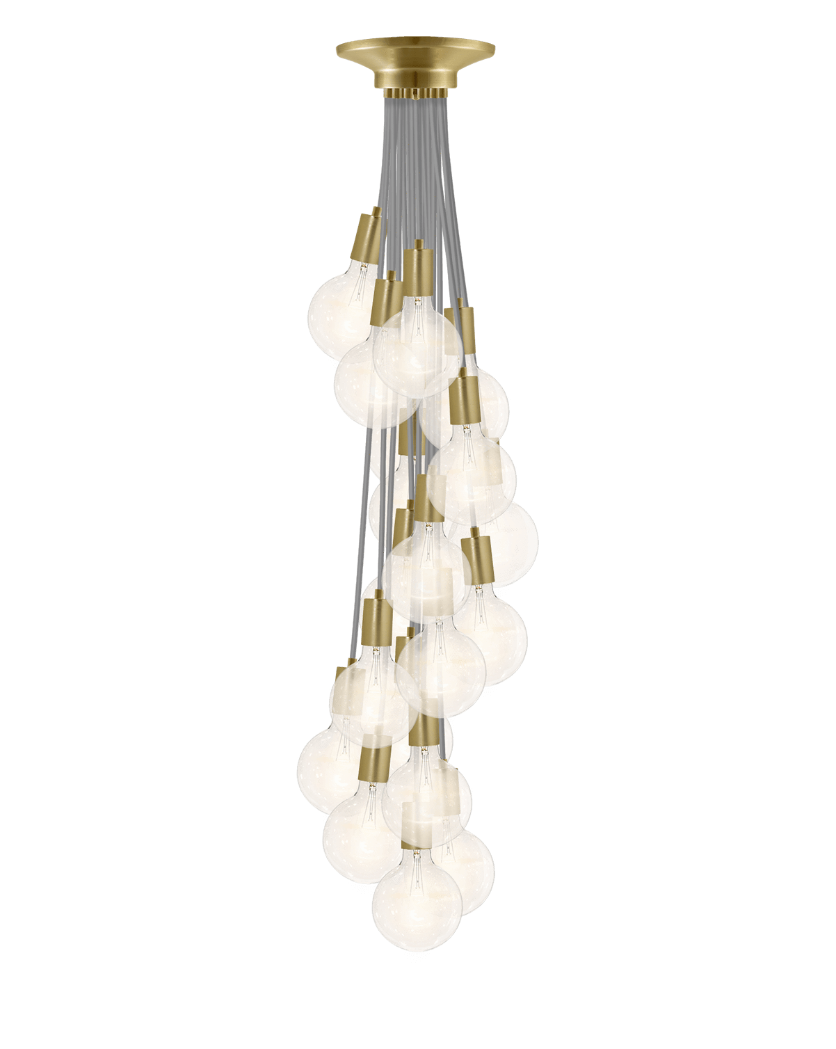 Cluster Chandelier - Staggered: Grey and Brass Hangout Lighting 19 Staggered